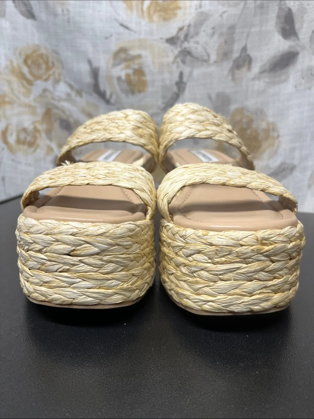 Steve Madden Manifest Natural Braided Platform Slide Sandals